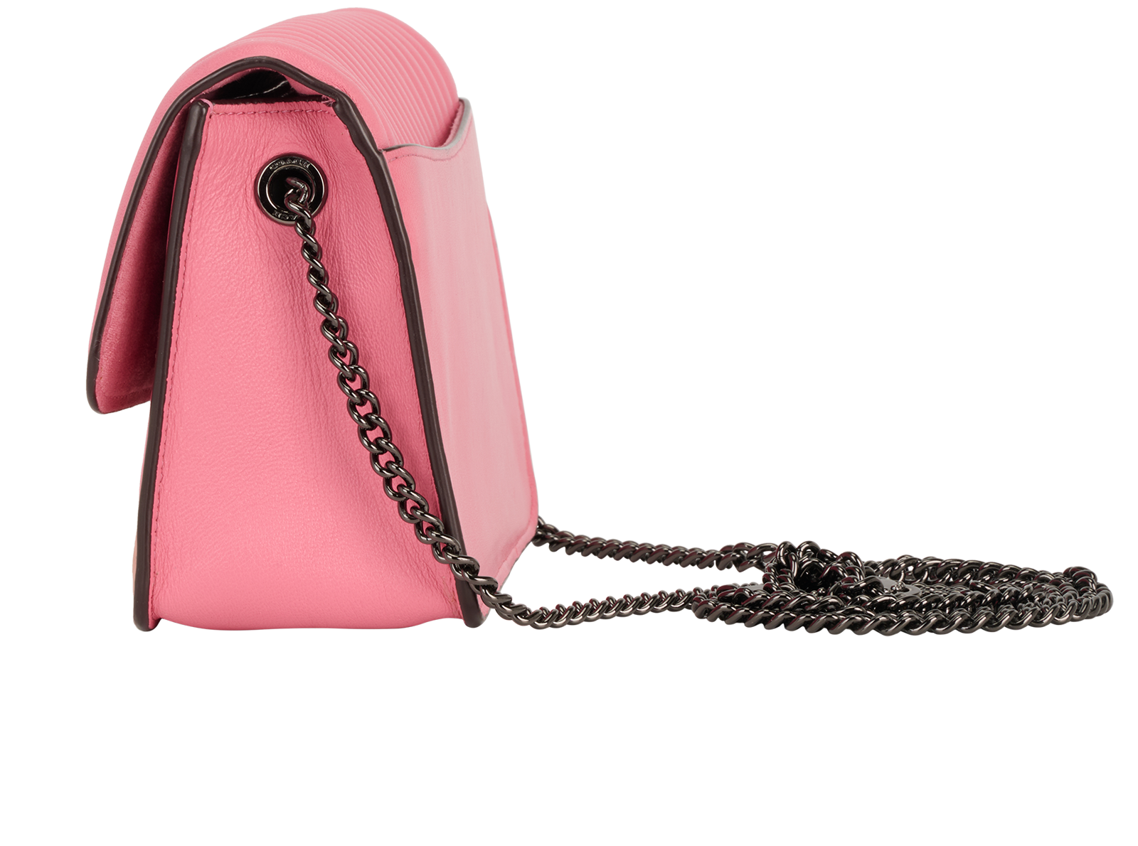 Bowery Quilted Rivets Crossbody, &pound;95, Handbags, Pink, Leather, Bottom view